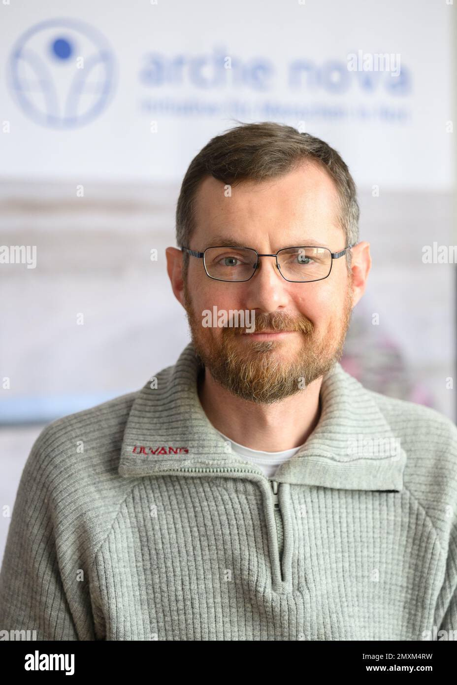 Dresden, Germany. 02nd Feb, 2023. Mathias Anderson, managing director of the Dresden-based association 'Arche Nova' stands in an office of the aid organization. (to dpa survey: 'Saxons' enthusiasm for donations unbroken despite crisis') Credit: Robert Michael/dpa/Alamy Live News Stock Photo