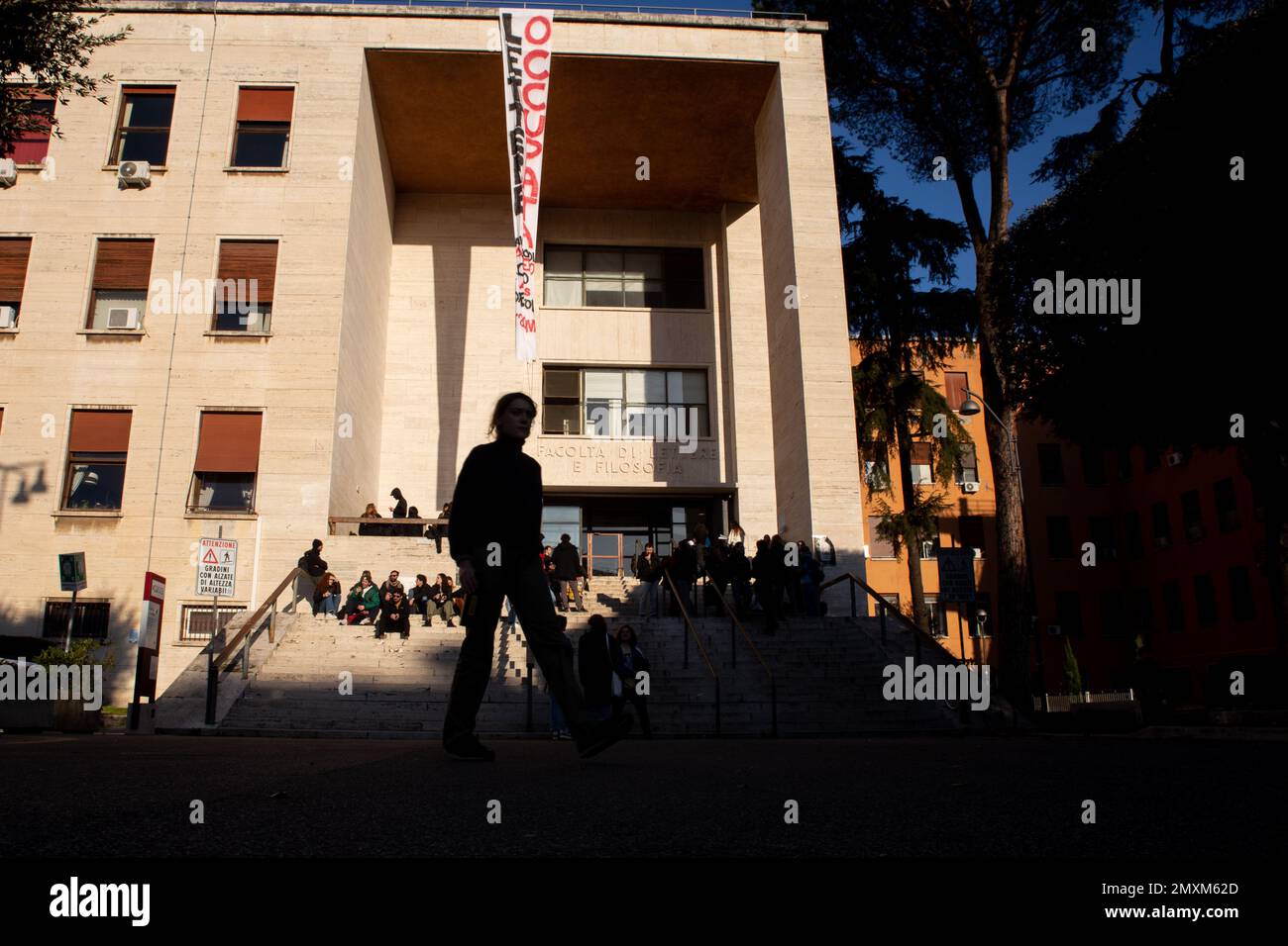 Rome, Italy. 03rd Feb, 2023. Public assembly organized by students who have occupied the Faculty of Letters of 'La Sapienza' University of Rome (Photo by Matteo Nardone/Pacific Press) Credit: Pacific Press Media Production Corp./Alamy Live News Stock Photo