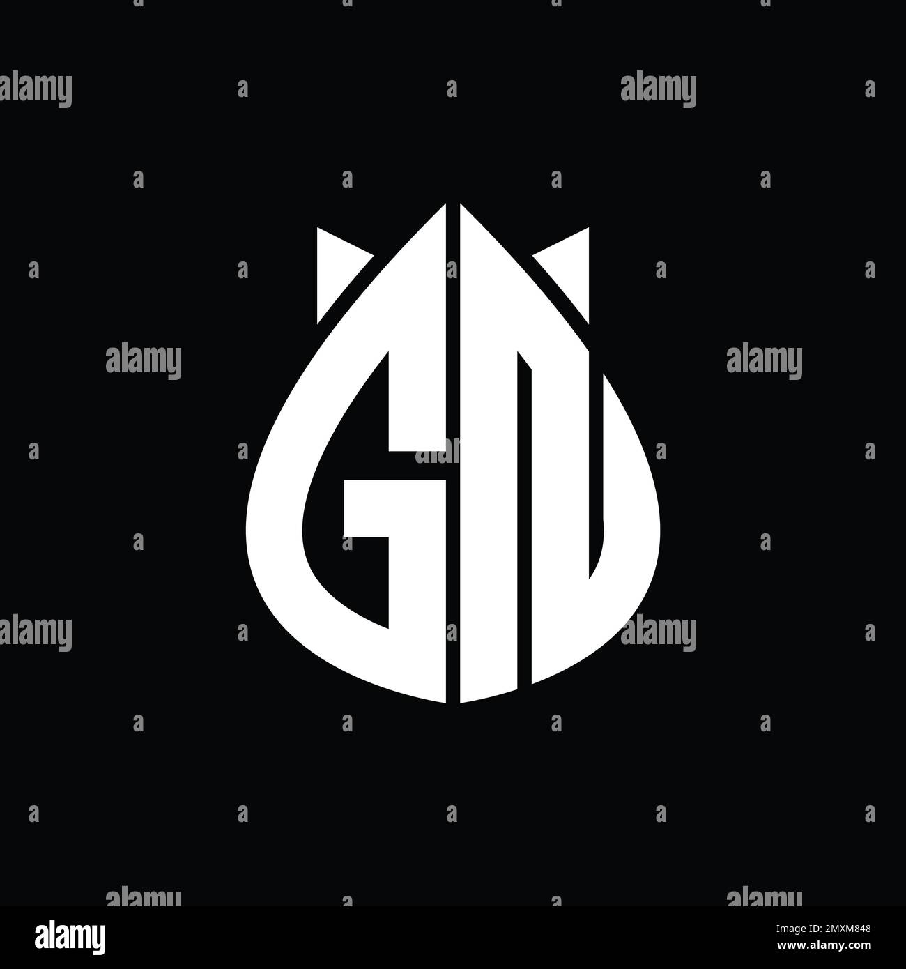 GN Logo monogram drops crown abstract shape vector images design