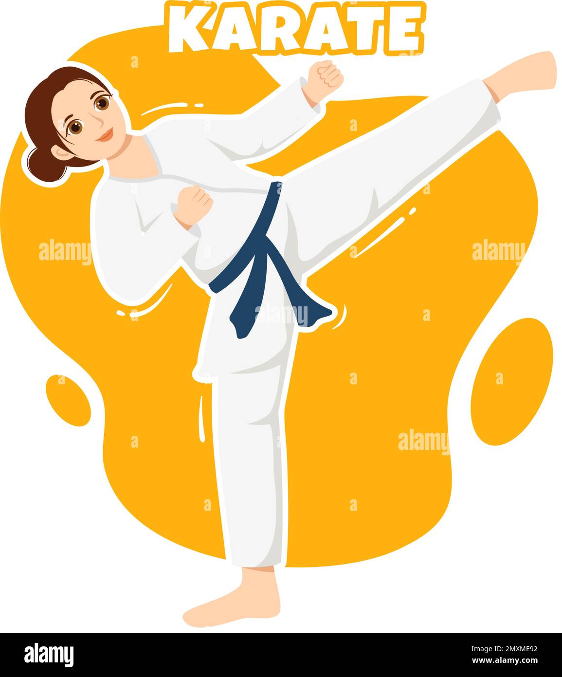 People Doing Some Basic Karate Martial Arts Moves, Fighting Pose and Wearing Kimono in Cartoon Hand Drawn for Landing Page Templates Illustration Stock Vector