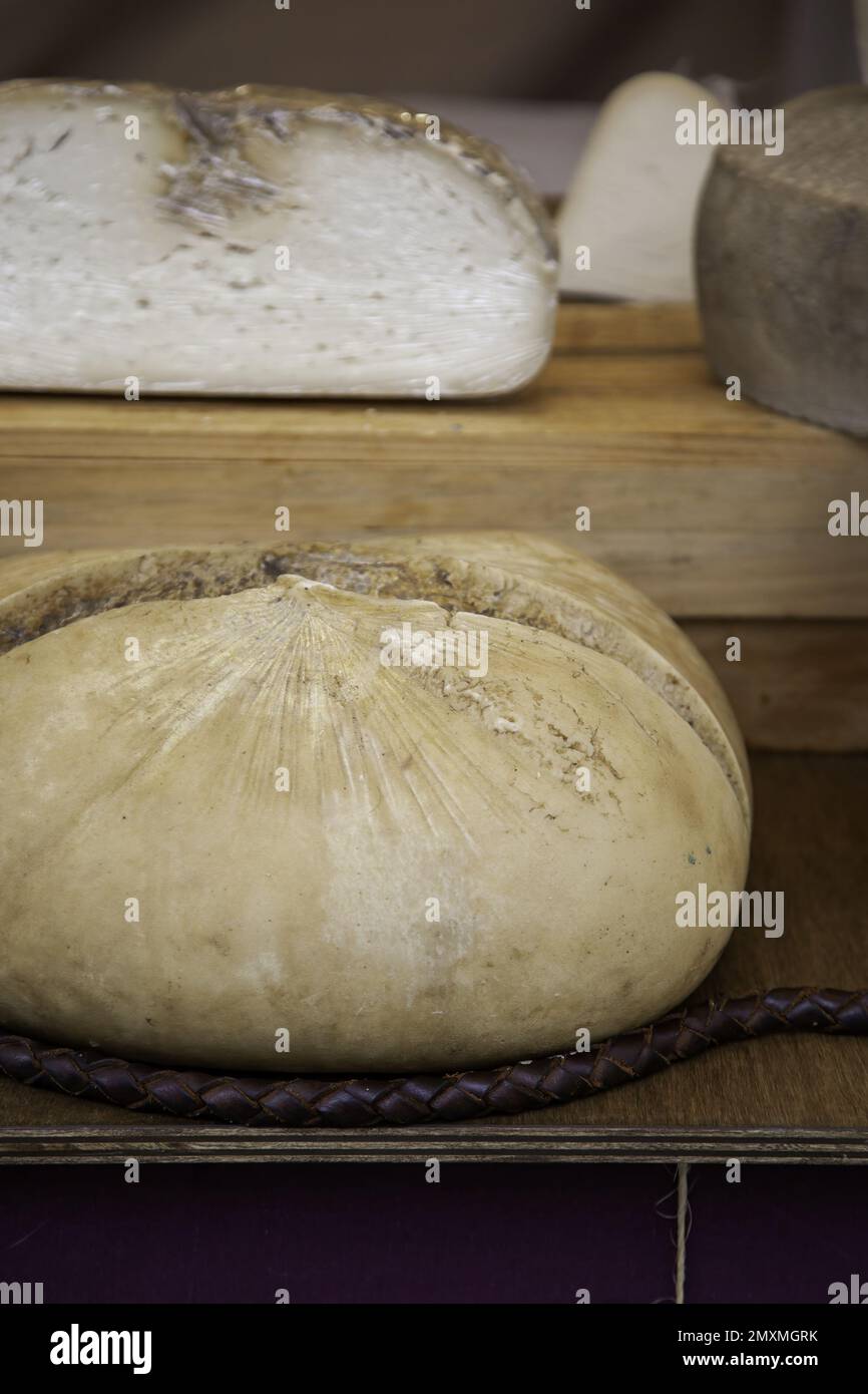 Detail of dairy product in a traditional market Stock Photo