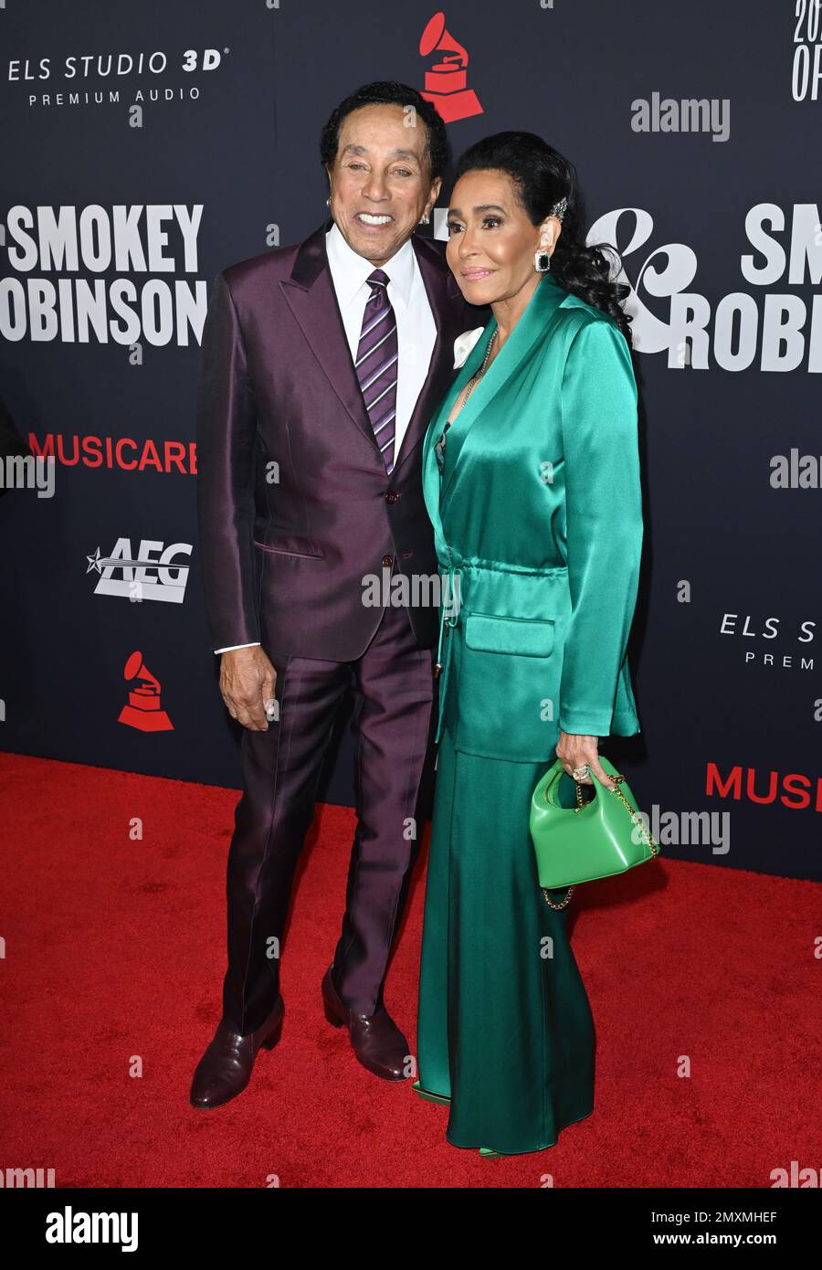 Los Angeles, USA. 03rd Feb, 2023. Smokey Robinson & wife Frances Glandney at the MusiCares 2023 Persons of the Year Gala at the Los Angeles Convention Centre. Picture Credit: Paul Smith/Alamy Live News Stock Photo