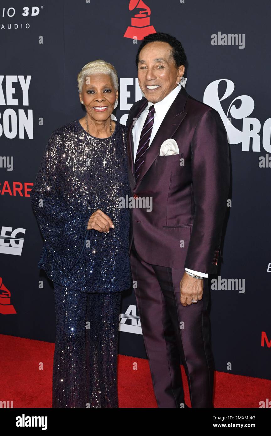 Los Angeles, USA. 03rd Feb, 2023. Dionne Warwick & Smokey Robinson at the MusiCares 2023 Persons of the Year Gala at the Los Angeles Convention Centre. Picture Credit: Paul Smith/Alamy Live News Stock Photo