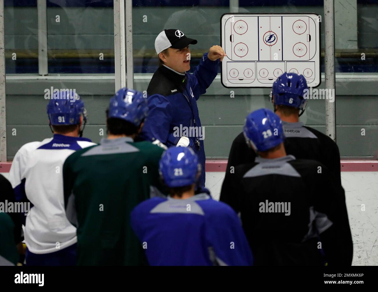 Tampa Bay Lightning head coach Jon Cooper during an NHL hockey training