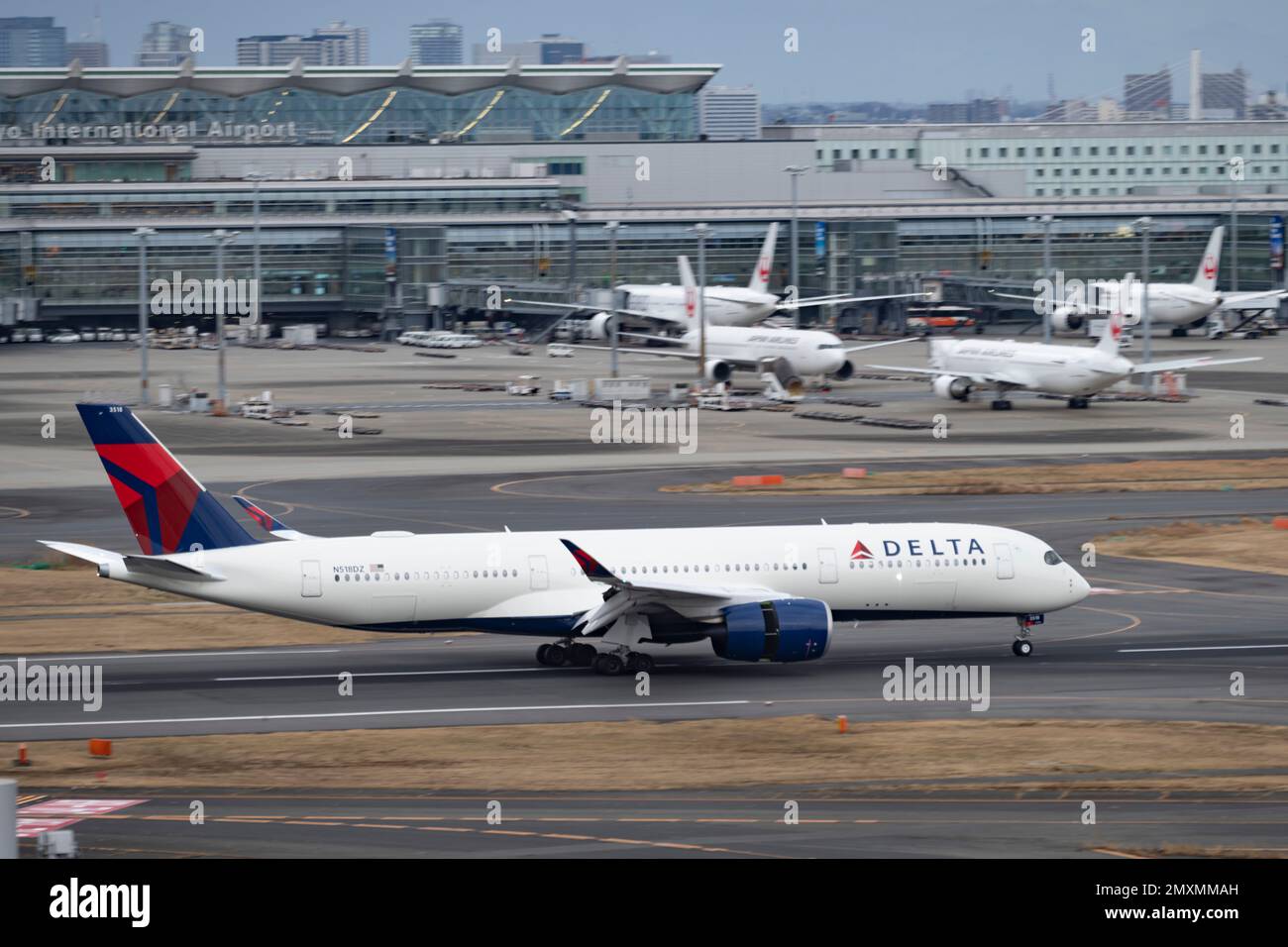 Tokyo, Japan. 2nd Feb, 2023. A Delta Airlines Airbus A350900 (N518DZ