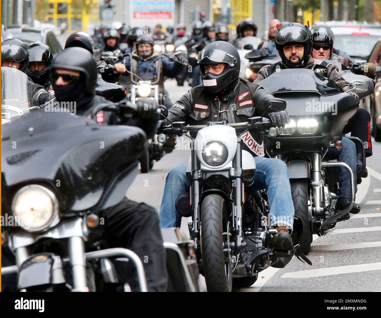 Hells Angels members and supporters arrive for a funeral of a chapter ...