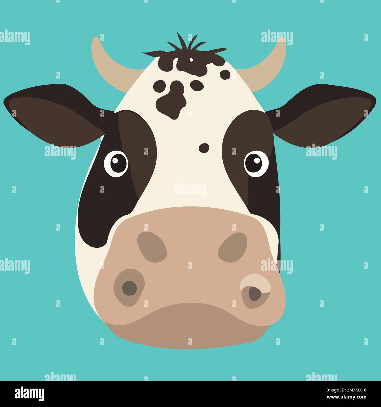 cow mammal animal head isolated colorful vector illustration Stock ...