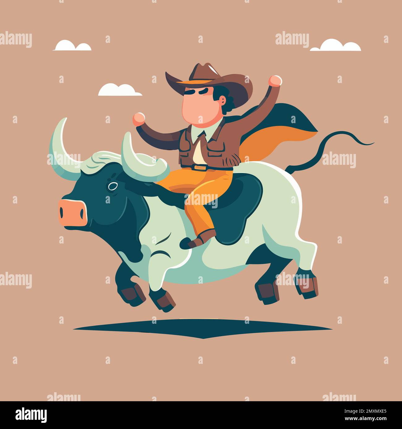 A bull rider holds tight as the bull bucks beneath him Stock Vector ...