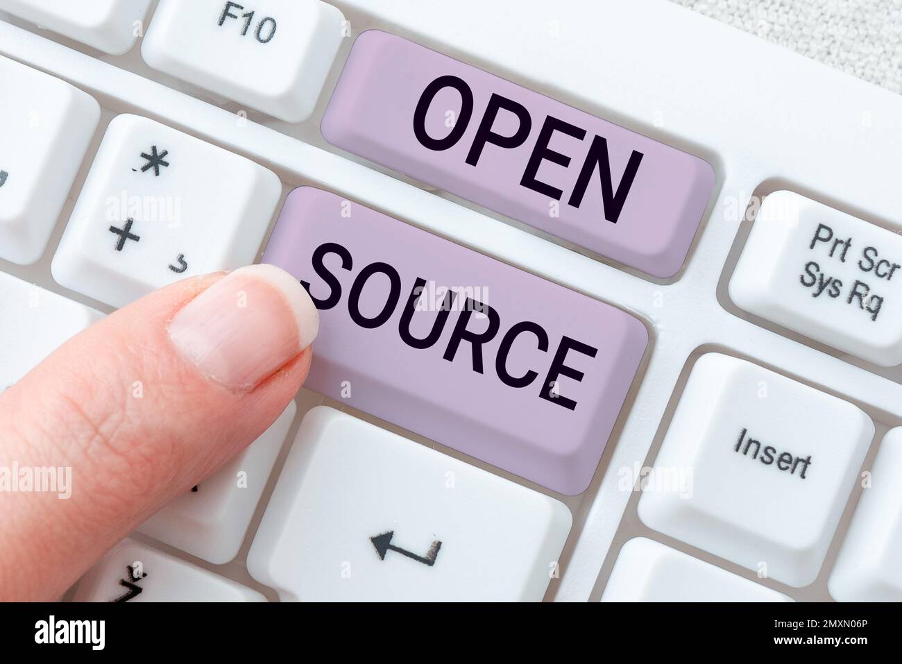 Conceptual display Open Source. Word for denoting software which original source code freely available Stock Photo