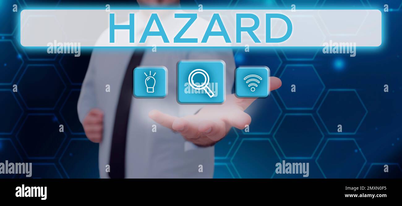 Text sign showing Hazard. Internet Concept account or statement ...