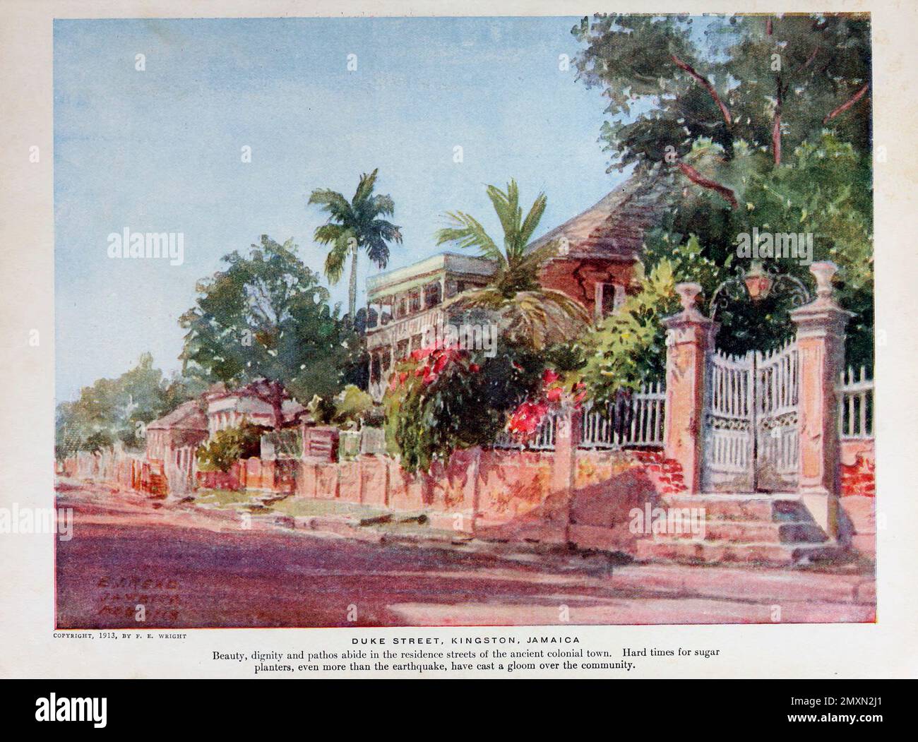 Duke Street. Kingston, Jamaica from the book Panama and the Canal in picture and prose : a complete story of Panama, as well as the history, purpose and promise of its world-famous canal the most gigantic engineering undertaking since the dawn of time by Willis John Abbot,1863-1934 Published in London ; New York by Syndicate Publishing Co. in 1913 Stock Photo