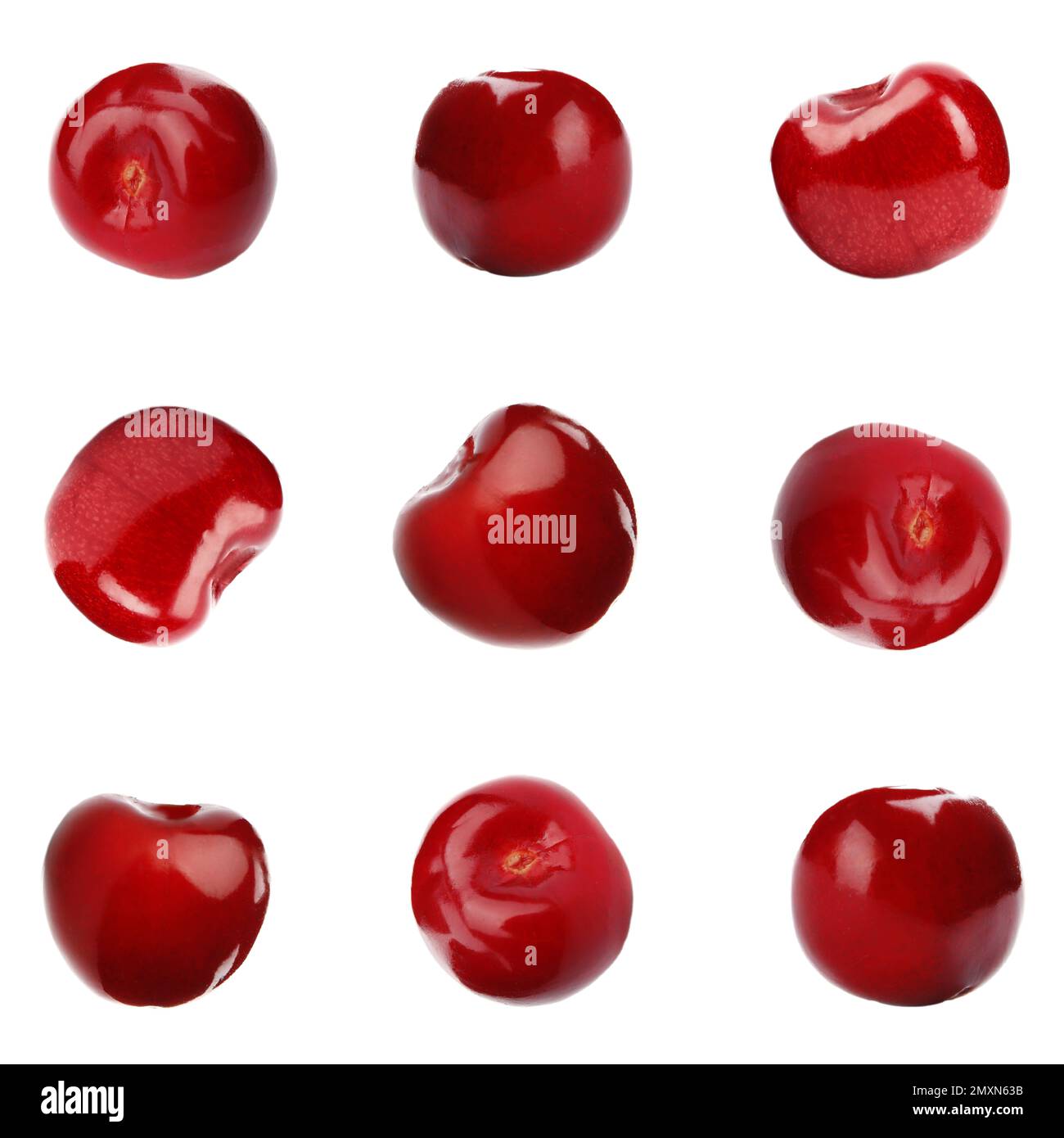 Set of ripe cherries on white background Stock Photo - Alamy