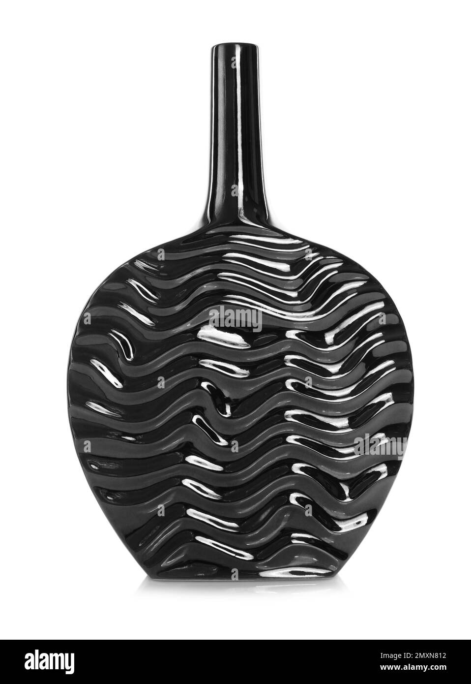 Stylish empty black ceramic vase isolated on white Stock Photo - Alamy