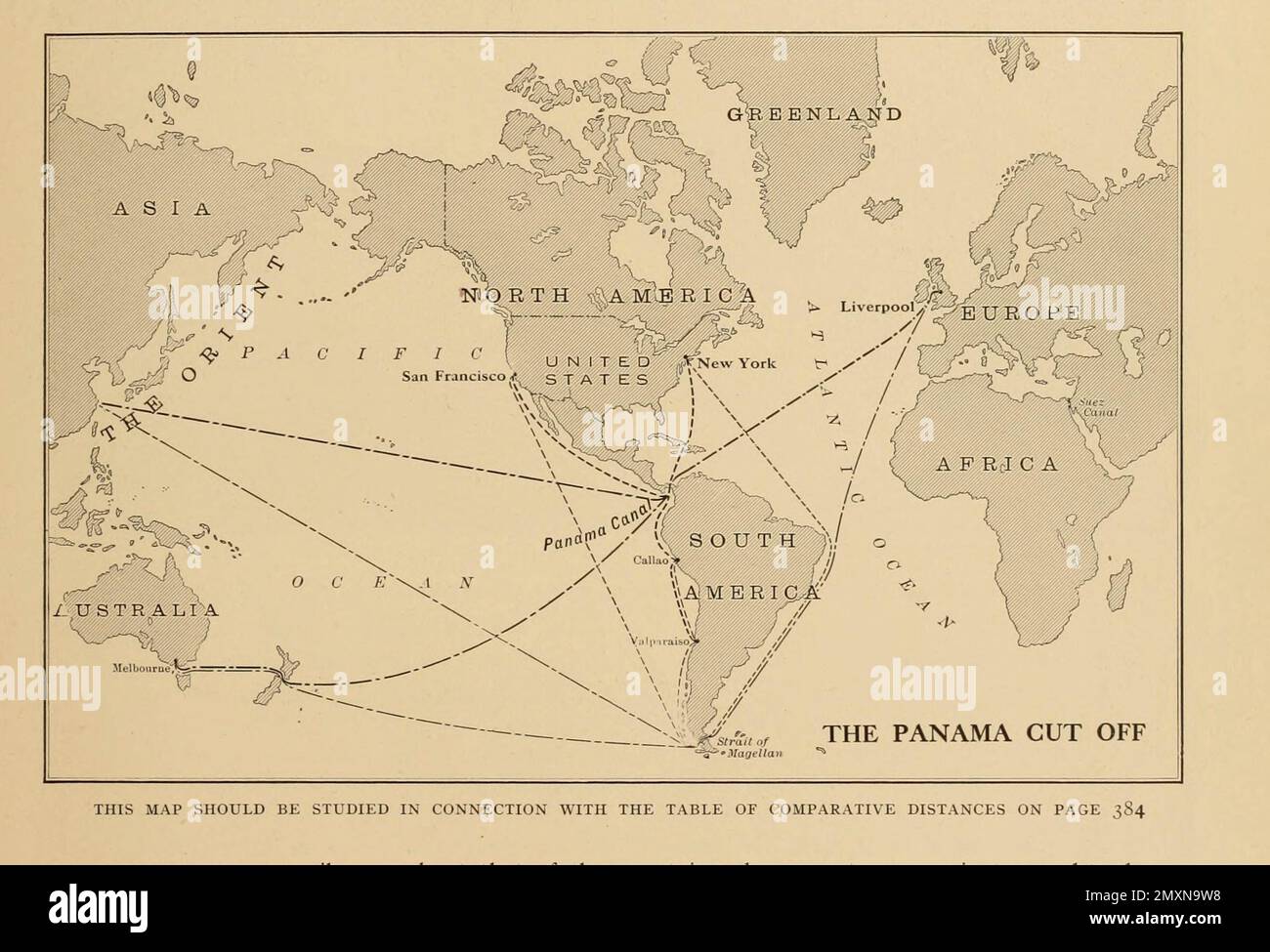 Map of the Panama Cutoff from the book Panama and the Canal in picture and prose : a complete story of Panama, as well as the history, purpose and promise of its world-famous canal the most gigantic engineering undertaking since the dawn of time by Willis John Abbot,1863-1934 Published in London ; New York by Syndicate Publishing Co. in 1913 Stock Photo