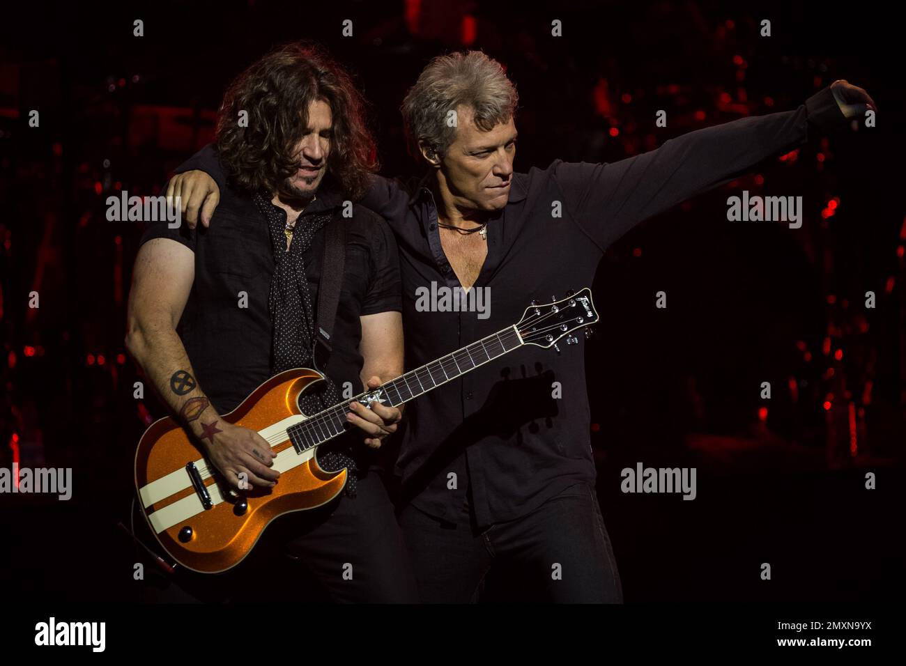 Singer Jon Bon Jovi performs with the rock band Bon Jovi on stage at ...