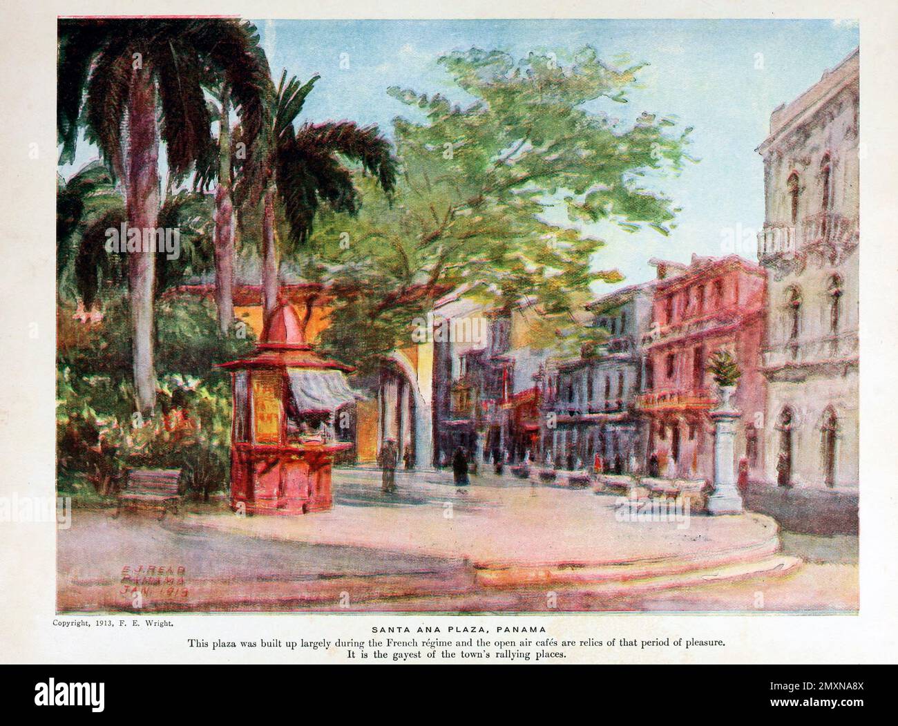 Santa Ana Plaza Panama City from the book Panama and the Canal in picture and prose : a complete story of Panama, as well as the history, purpose and promise of its world-famous canal the most gigantic engineering undertaking since the dawn of time by Willis John Abbot,1863-1934 Published in London ; New York by Syndicate Publishing Co. in 1913 Stock Photo