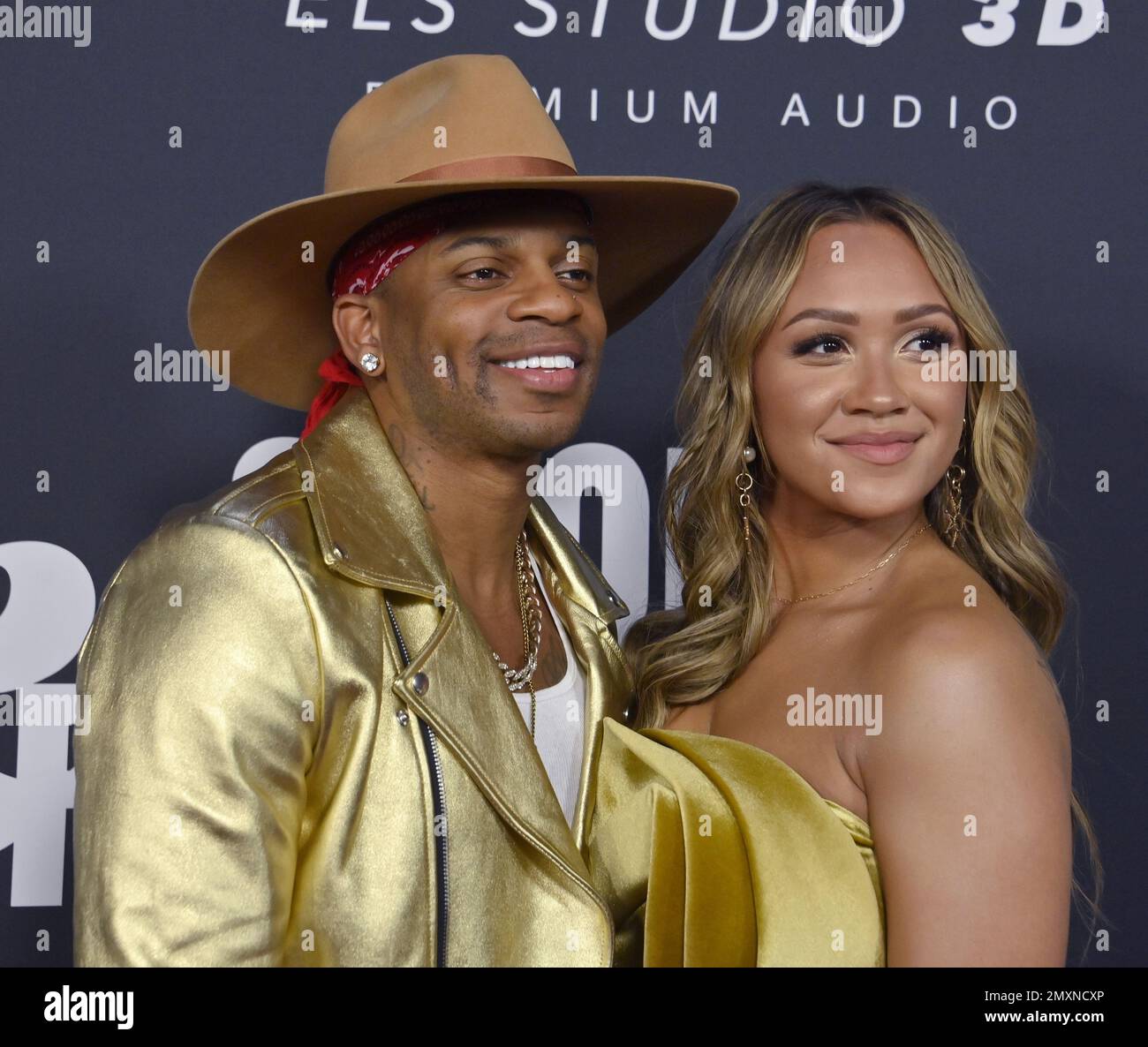 Los Angeles, USA. 03rd Feb, 2023. Jimmie Allen and his wife Alexis Gale attend the MusiCares Persons of the Year gala at the Los Angeles Convention Center on Los Angeles on Friday, February 3, 2023. Photo by Jim Ruymen/UPI Credit: UPI/Alamy Live News Stock Photo