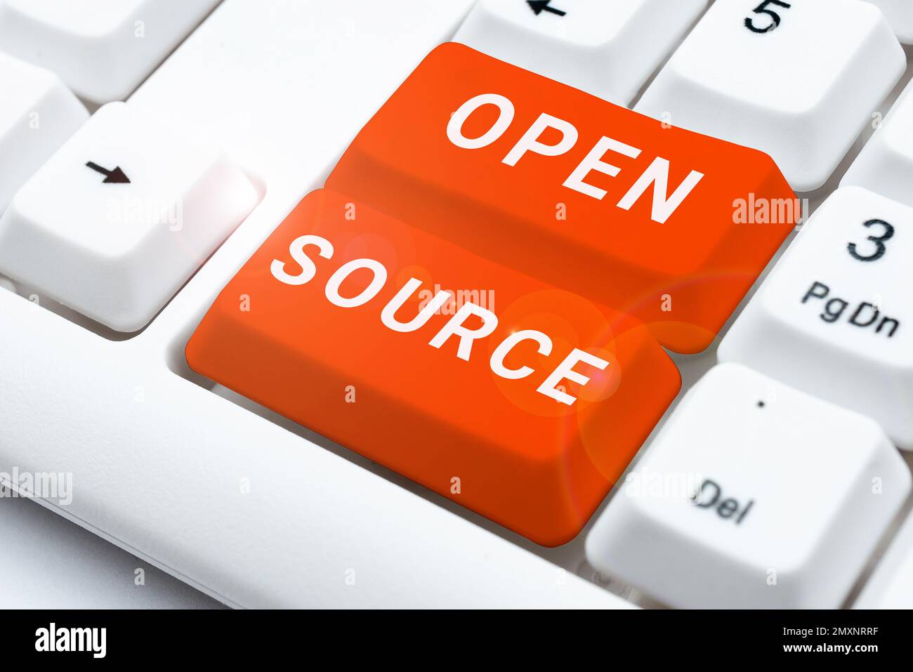 Text caption presenting Open Source. Conceptual photo denoting software which original source code freely available Stock Photo