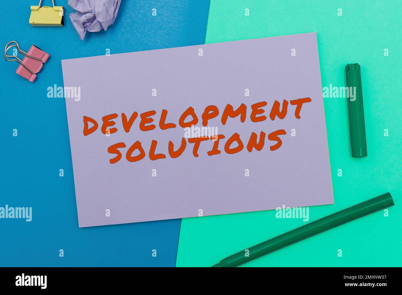 Handwriting text Development Solutions. Word Written on Efficient Planning based on the Company needs Stock Photo