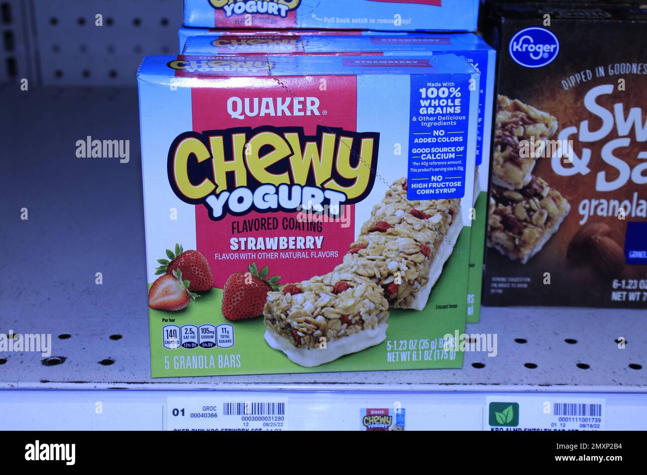 Quaker Chewy Strawberry Yogurt bars in a box on a shelf Stock Photo Alamy
