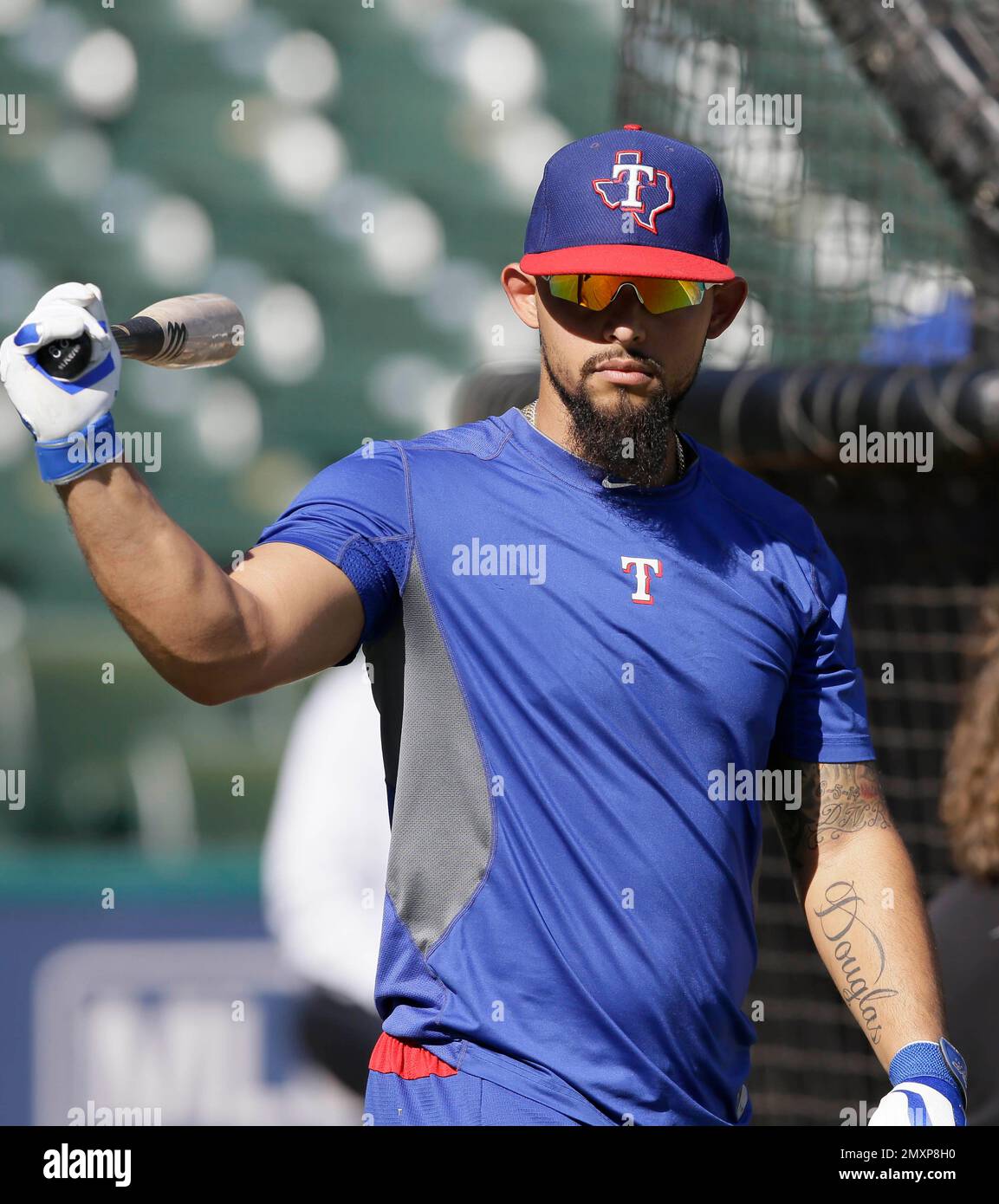 Texas Rangers Rougned Odor prepares to take batting practice during team  workouts before Game 1 of