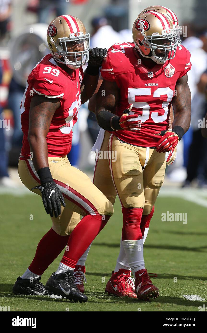 Santa Clara, CA. 29th Nov, 2015. San Francisco 49ers linebacker NaVorro  Bowman during action in an NFL game with the Arizona Cardinals at Levi's  Stadium in Santa Clara, CA. The Cards won