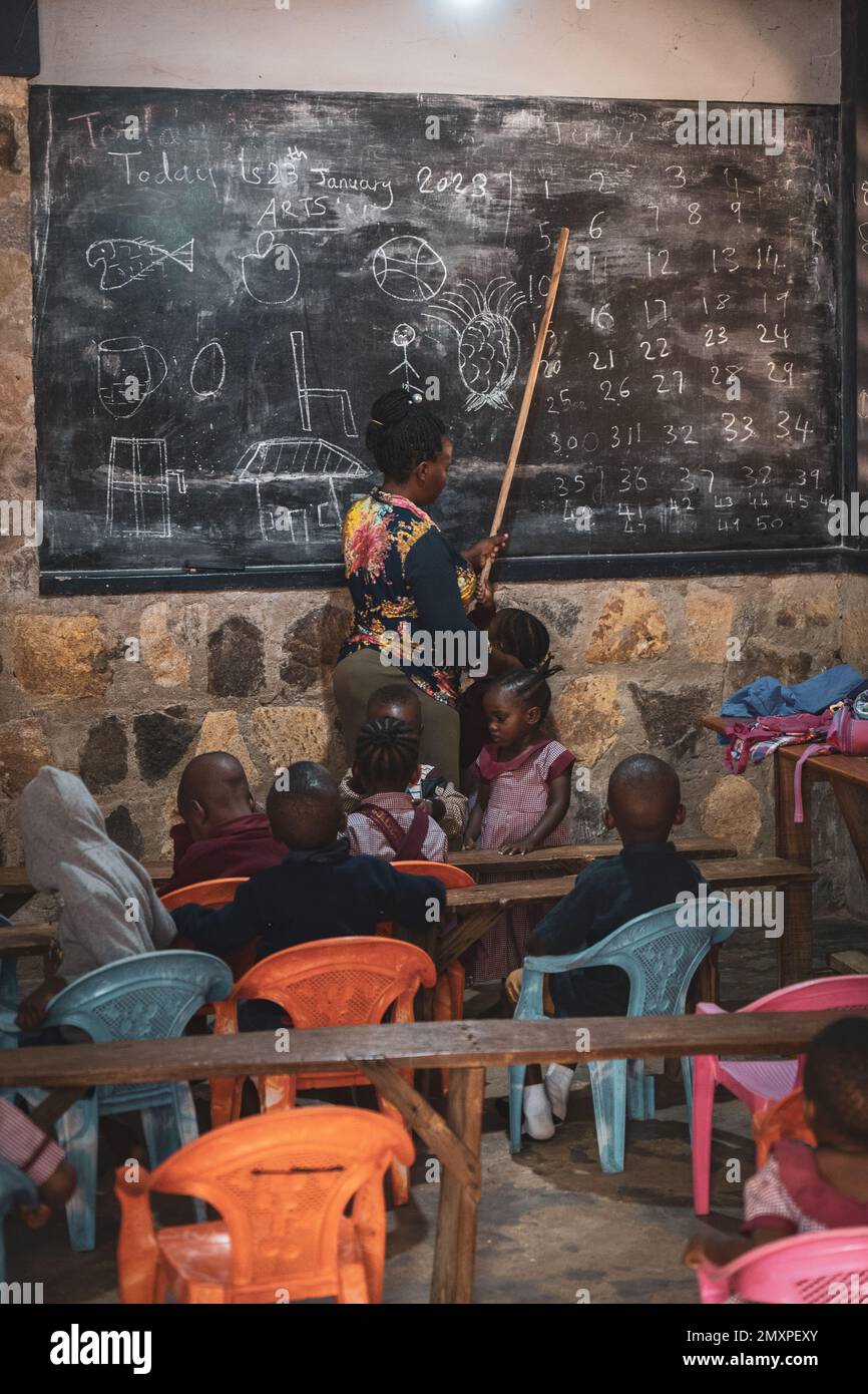 Children in preschool. Rural school in Tanzania, Africa Stock Photo