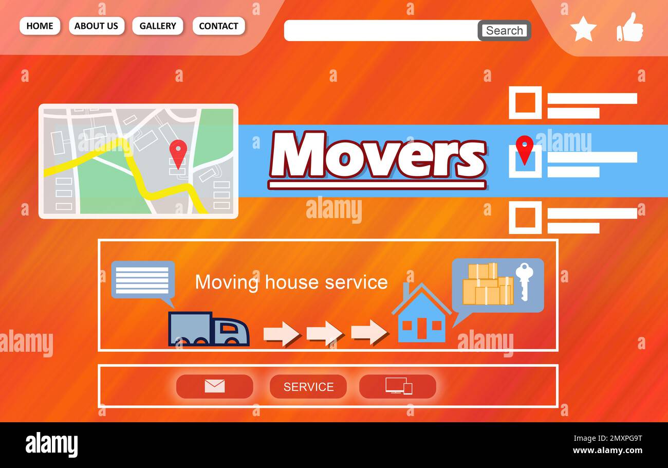 Movers service Illustration of - Movers Service Illustration Of Truck Map And Different Icons 2MXPG9T