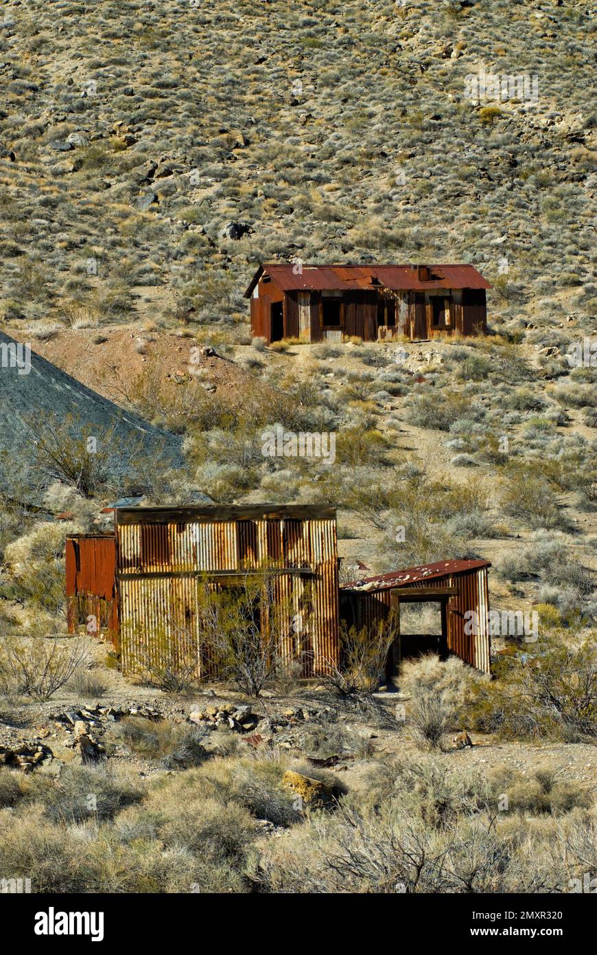 Ruins at ghost town of Leadfield at Titus Canyon Road in Grapevine Mountains, Death Valley National Park, California, USA Stock Photo