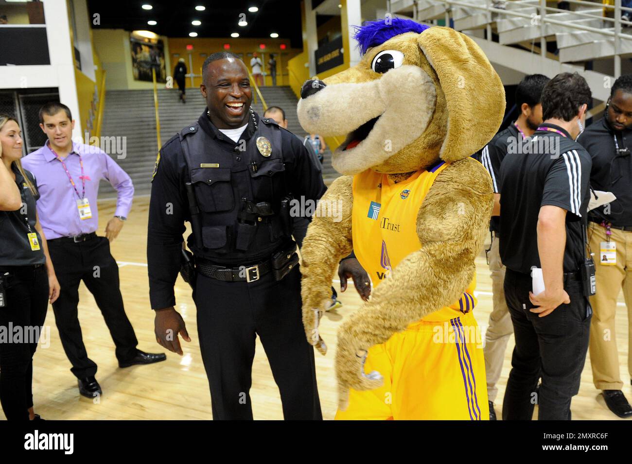 Los Angeles Sparks mascot Sparky the Dog has fun with California