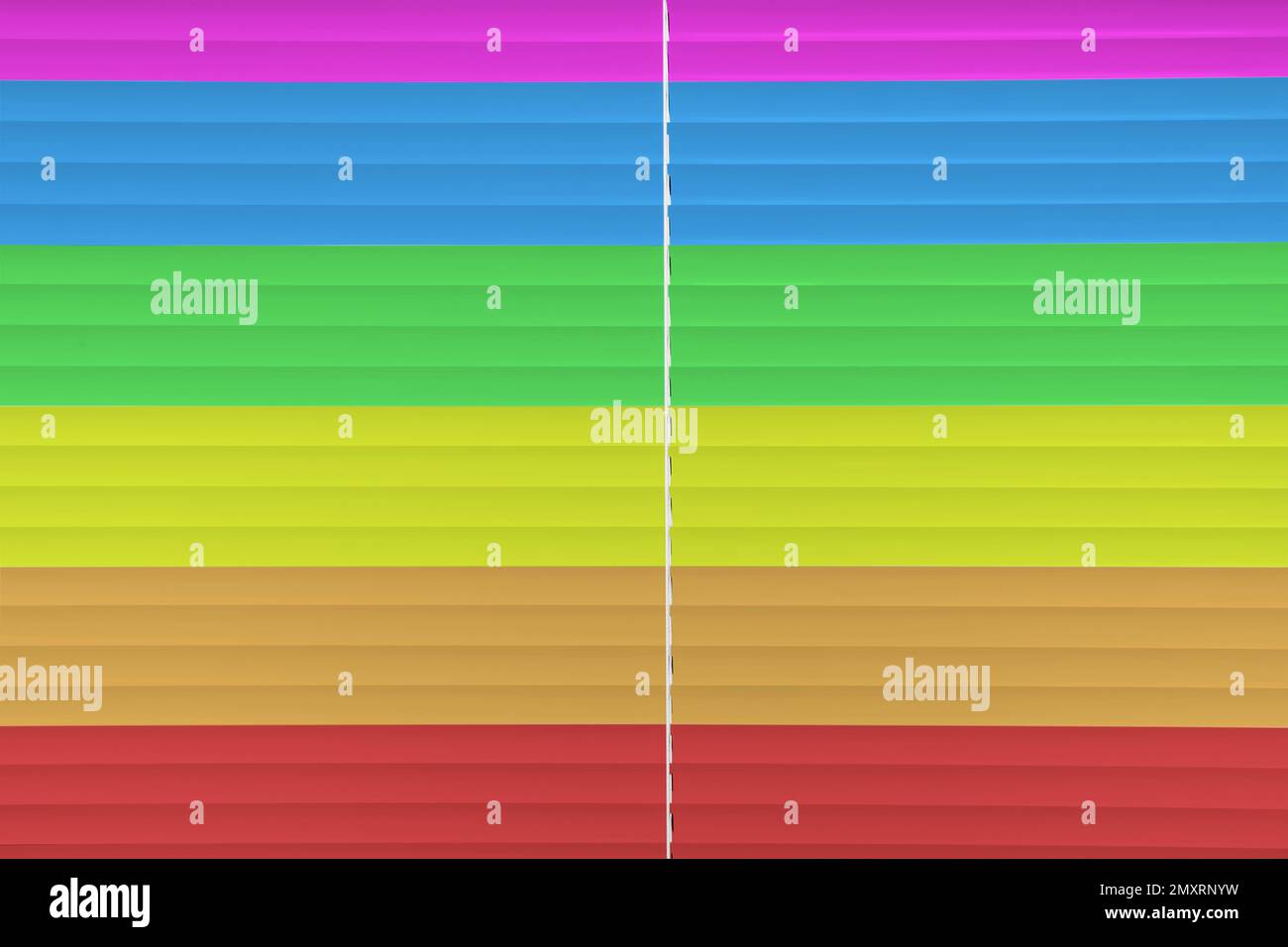 Closed multicolor window blinds as background, closeup view Stock Photo