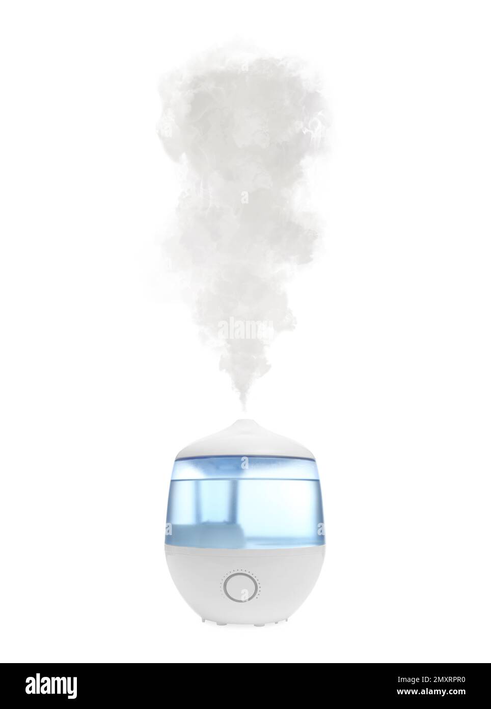 New modern air humidifier with steam isolated on white Stock Photo Alamy
