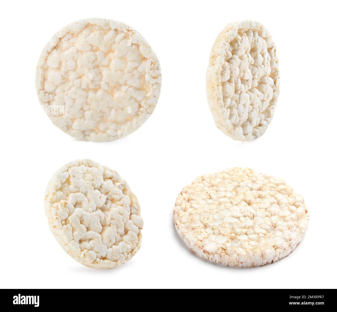 Set of puffed corn cakes on white background Stock Photo Alamy