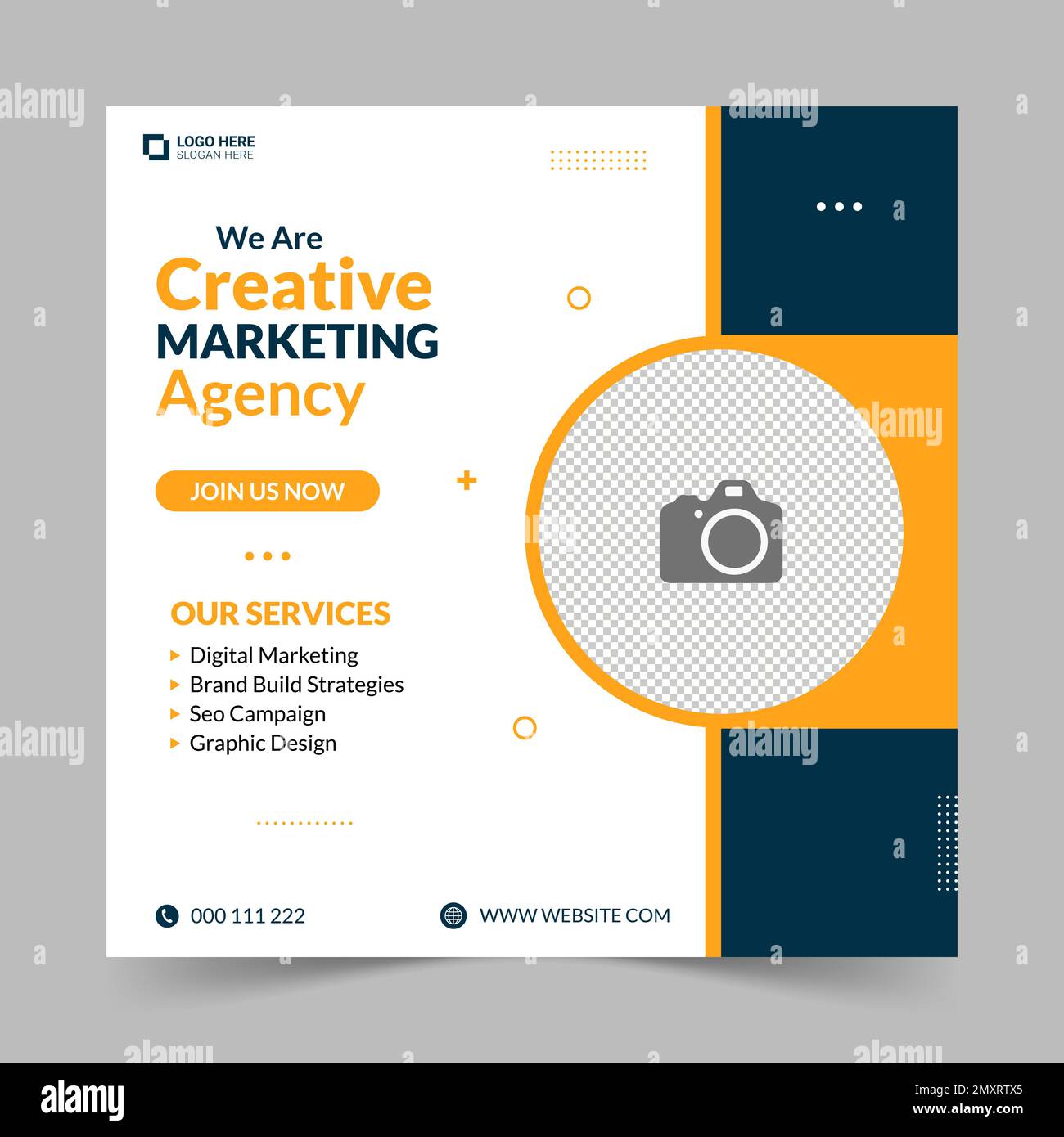 Creative Marketing webinar for social media post. Modern poster suitable for business webinars, marketing webinars, brochure digital banner template o Stock Vector