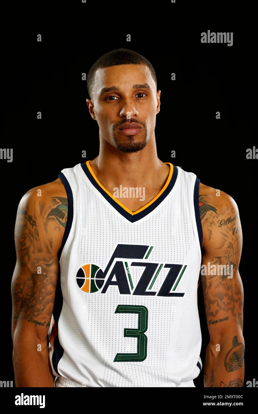 Utah Jazz s George Hill poses for a photograph during an NBA basketball media day Monday Sept. 26 2016 in Salt Lake City. AP Photo Jeff Swinger Stock Photo Alamy