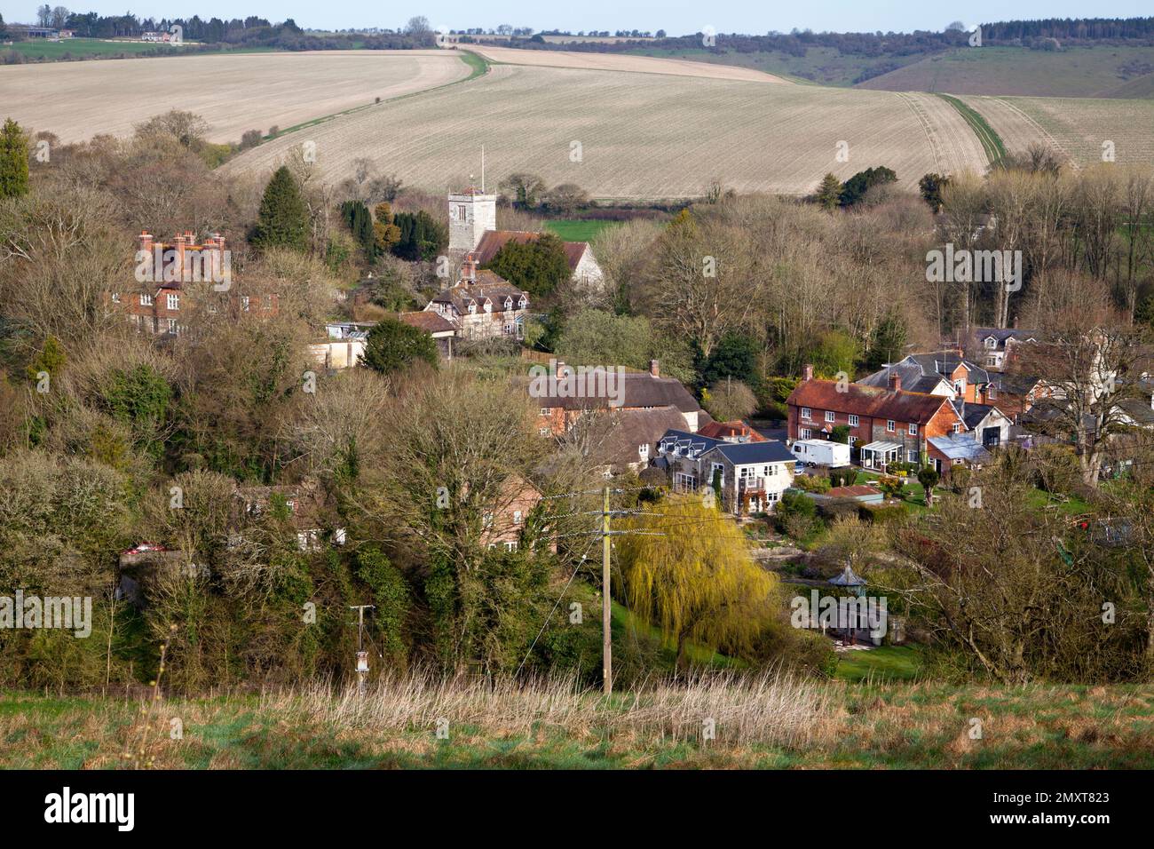 The village of Ebbesbourne Wake in the Chalke Valley, Wiltshire Stock