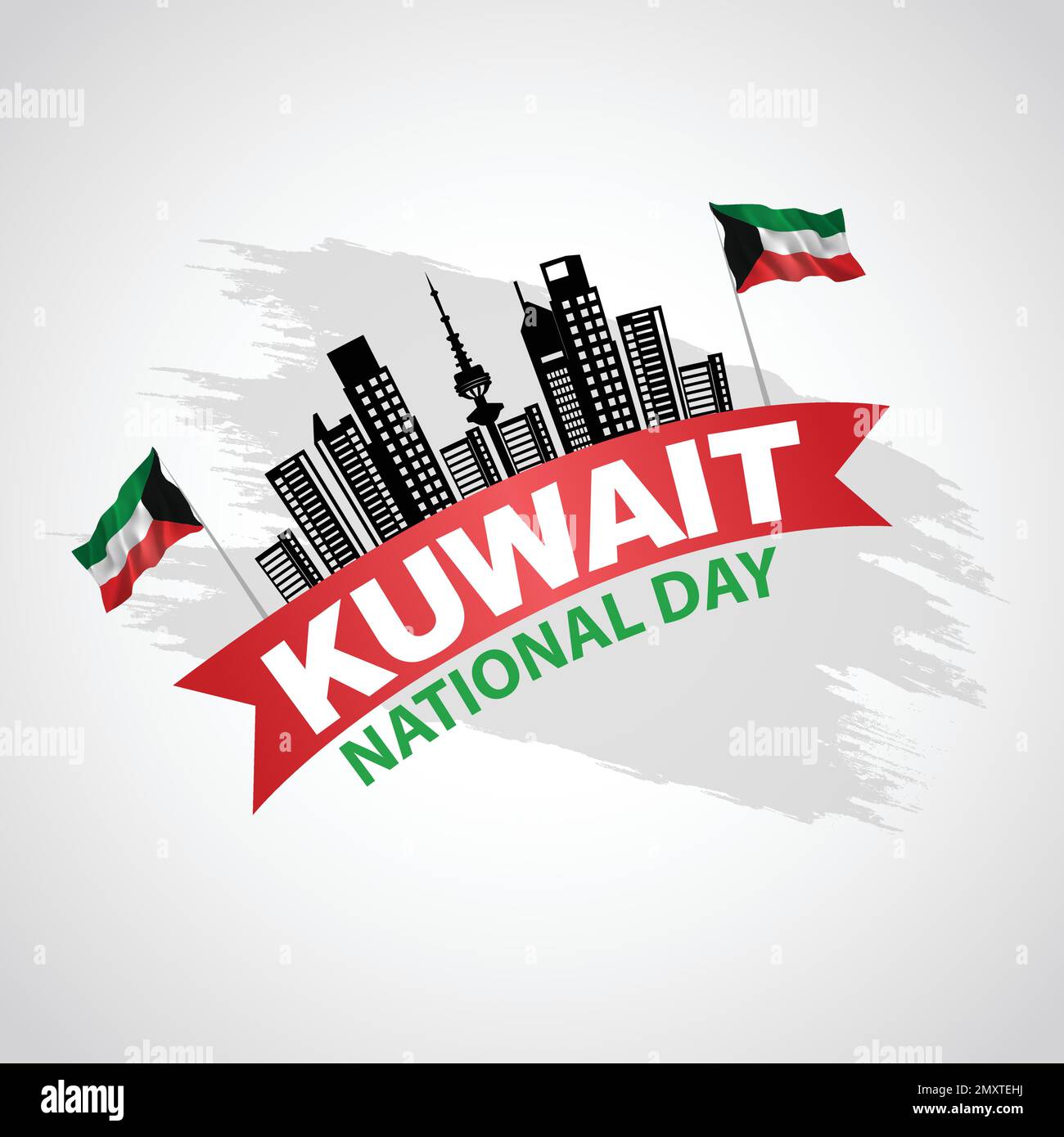 Kuwait national day25th February with flags. vector illustration design Stock Vector