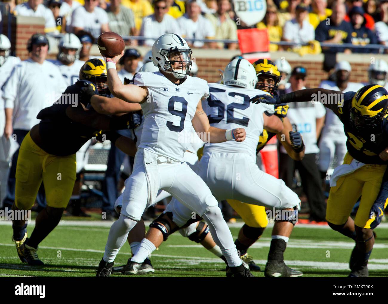 Penn State quarterback Trace McSorley (9) throws a pass in the first
