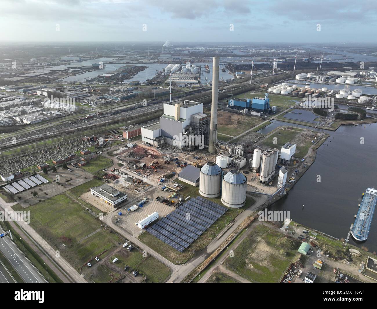 An aerial drone photo provides - An Aerial Drone Photo Provides A Stunning View Of An Old Industrial Coal Fired Energy Plant Showcasing Its Massive Size And Imposing Structure 2MXTT6W 