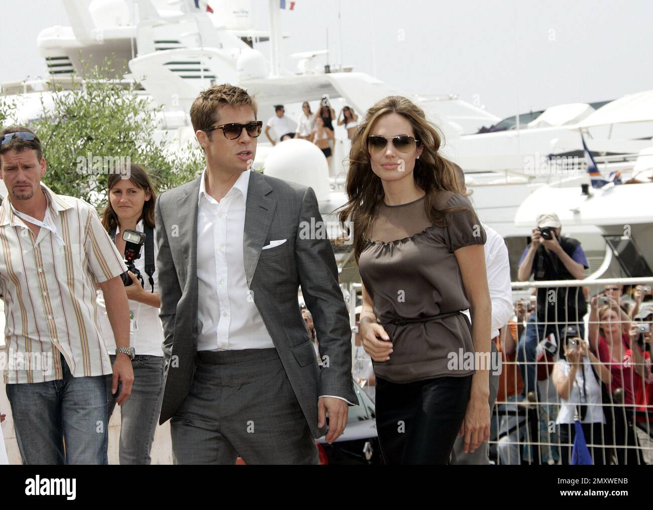 File - In This May 21, 2007 File Photo, American Actor-Producer Brad Pitt,  Left, And American Actress Angelina Jolie Arrive For A Photo Call For The  Film 