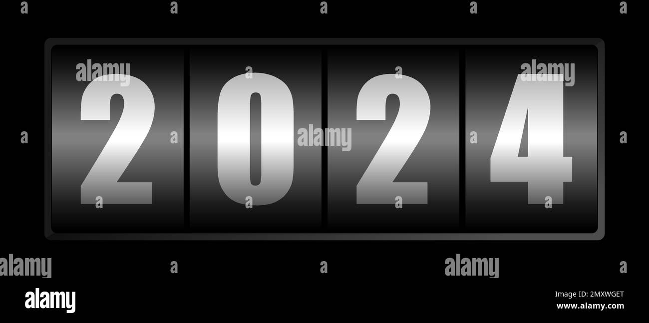 New year 2024 counter, vector illustration, modern design greeting card