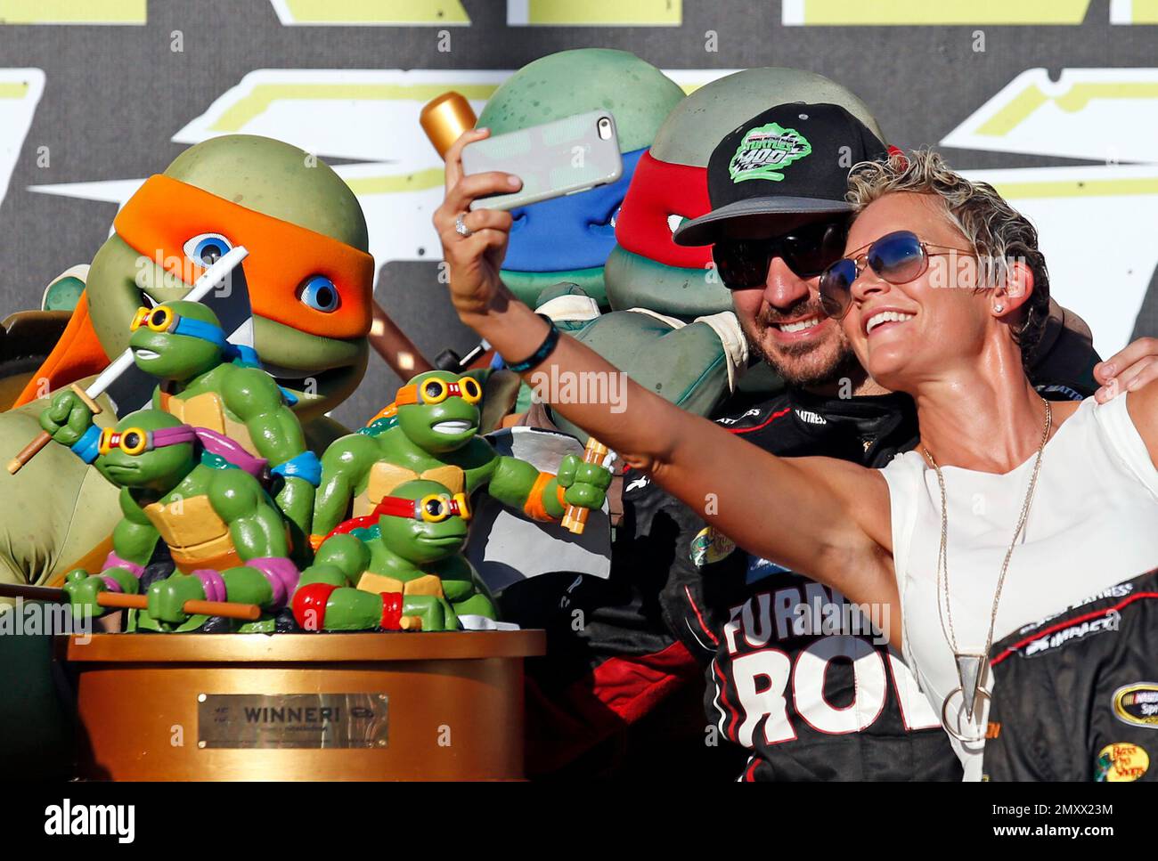 Martin Truex Jr Left And His Girlfriend Sherry Pollex Pose For