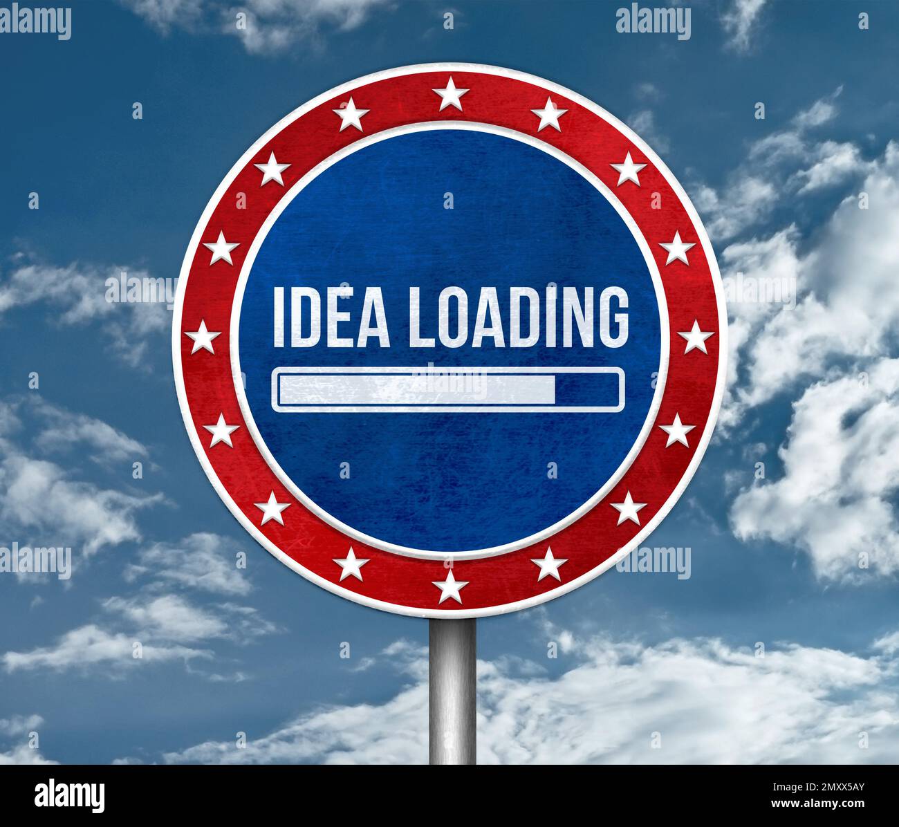 Idea loading - road sign message with loading process Stock Photo