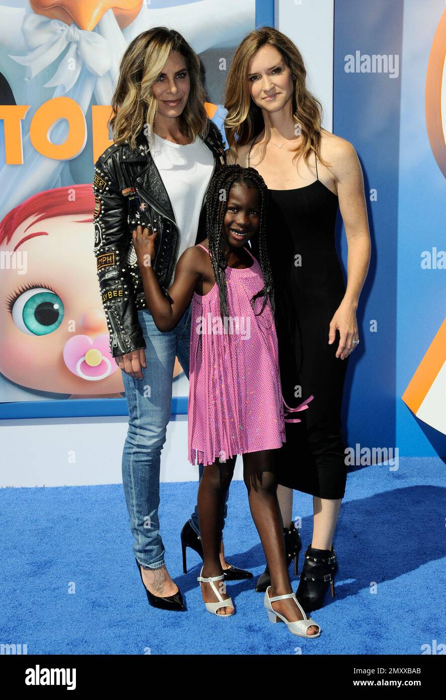 Heidi Rhoades, Jillian Michaels and Lukensia Michaels Rhoades arrive at