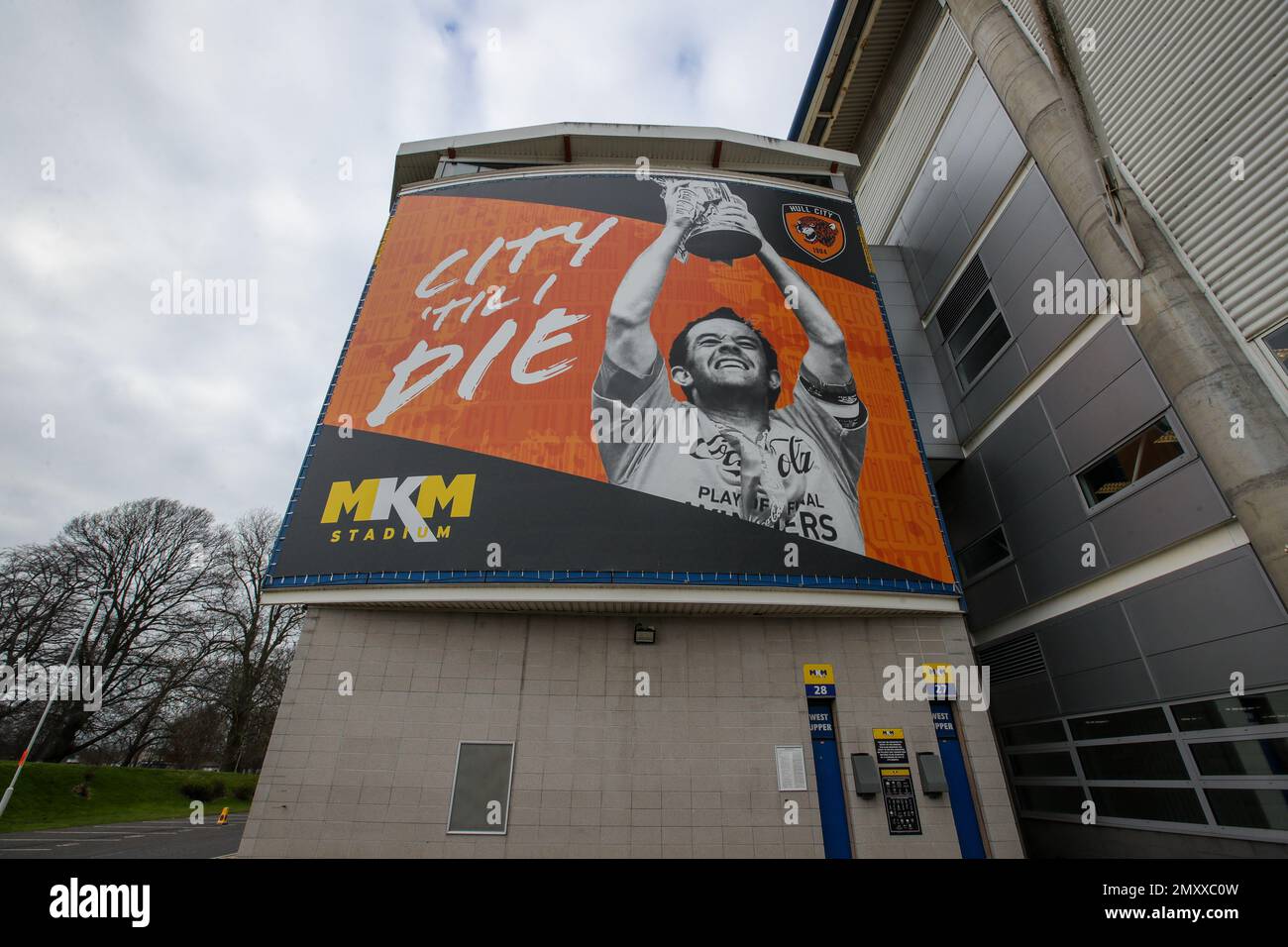 View of front entrance to the Cardiff City Football Club Stadium at  Leckwith on the outskirts of Cardiff.Cars parked outside Stock Photo - Alamy