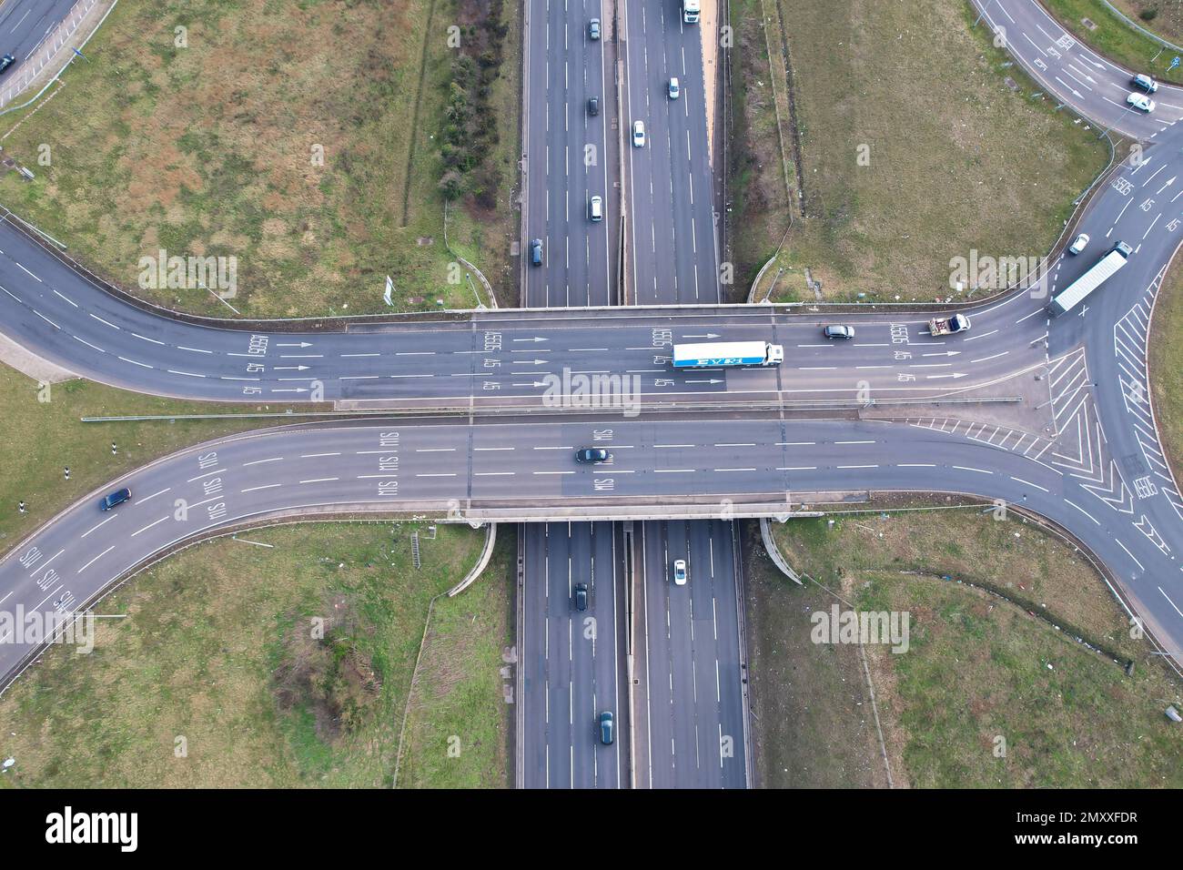 Aerial Footage of British Highways and Motorways with Traffic. Footage ...