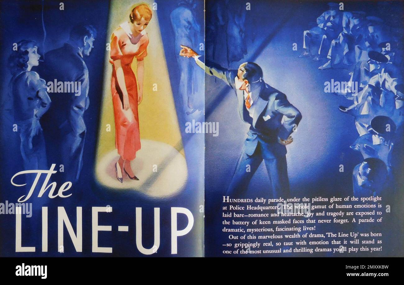 Promotional Artwork for THE LINE-UP (released in 1934 with WILLIAM GARGAN and MARION NIXON director HOWARD HIGGIN) from Studio Year Book for forthcoming 1933 - 1933 Columbia Pictures Stock Photo