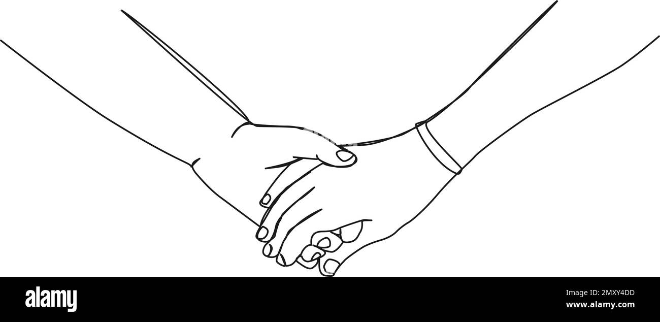 continuous single line drawing of couple holding hands, line art vector illustration Stock Vector