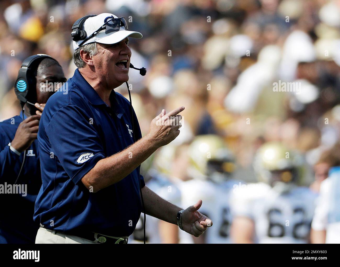 FILE - In this Sept. 10, 2016, file photo, Georgia Tech head coach Paul  Johnson stands on the sideline in the first half of an NCAA college  football game against Mercer in