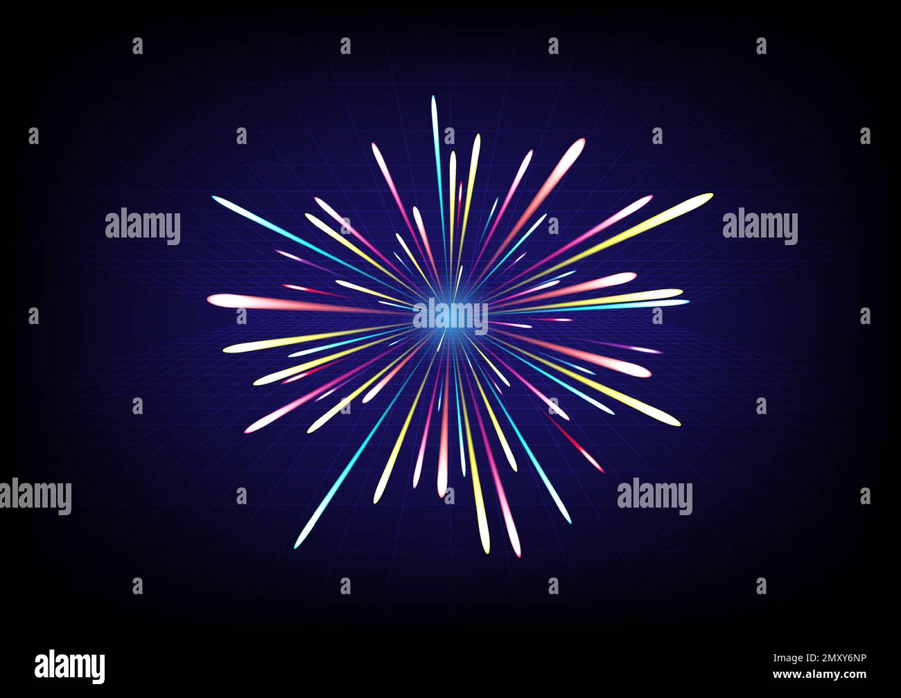 Fireworks on a dark blue background, vector illustration eps10. Stock Vector